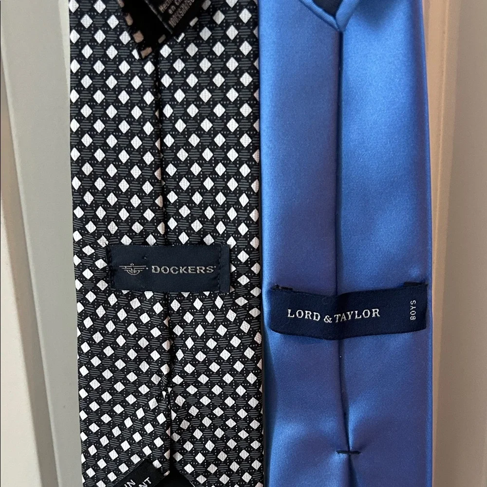 Lord & Taylor Blue and Black Polka Dot Ties